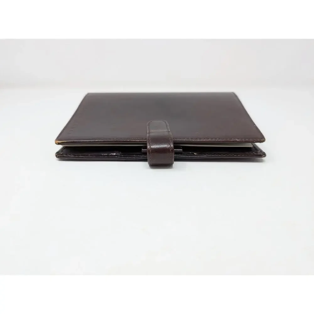 Vintage 90s Perry Ellis Planner Dark Brown Calfskin Leather Organizer